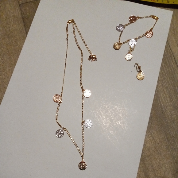 St Benedict with Cubic ZC Gold Plated Oro Laminado  Woman Necklace Set NWOT - Picture 10 of 10